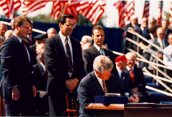 Photo of Bill Clinton Signing NAFTA