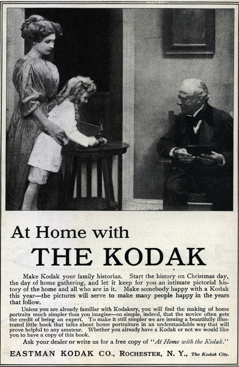 Image of a magazine ad for Kodak cameras, 1910.