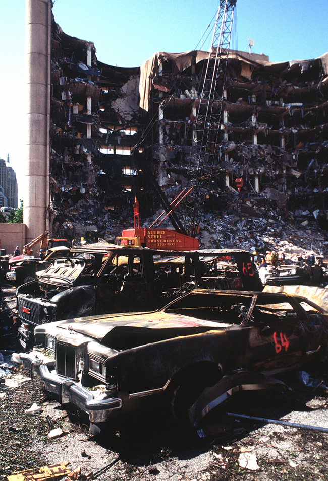 Photo of the aftermath of the Oklahoma City Bombing