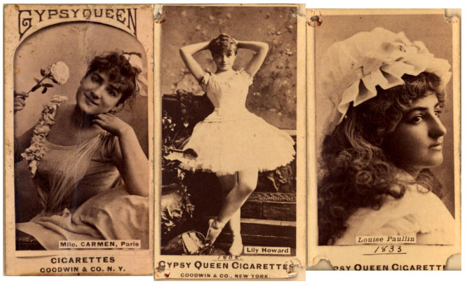 Image of trading cards from Gypsy Queen Cigarette packs