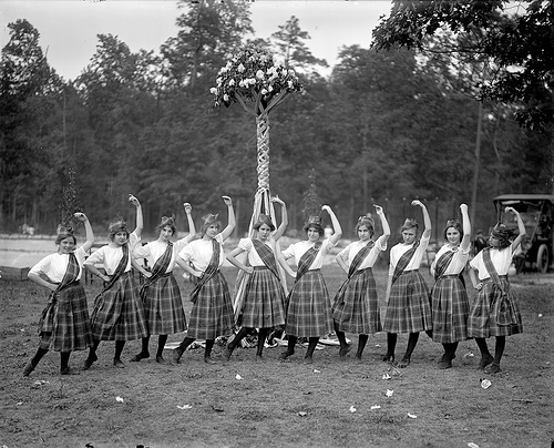 Flora McDonald College, May Day Scotch Dancers doing the Scottish Fling, dated between 1910-1916. From the Barden Collection, North Carolina State Archives, call #:  N.53.16.3780 . 