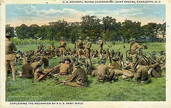 Postcard of the National Guard cantonment at Gamp Greene near Charlotte, 1917. Image from the North Carolina Museum of History.