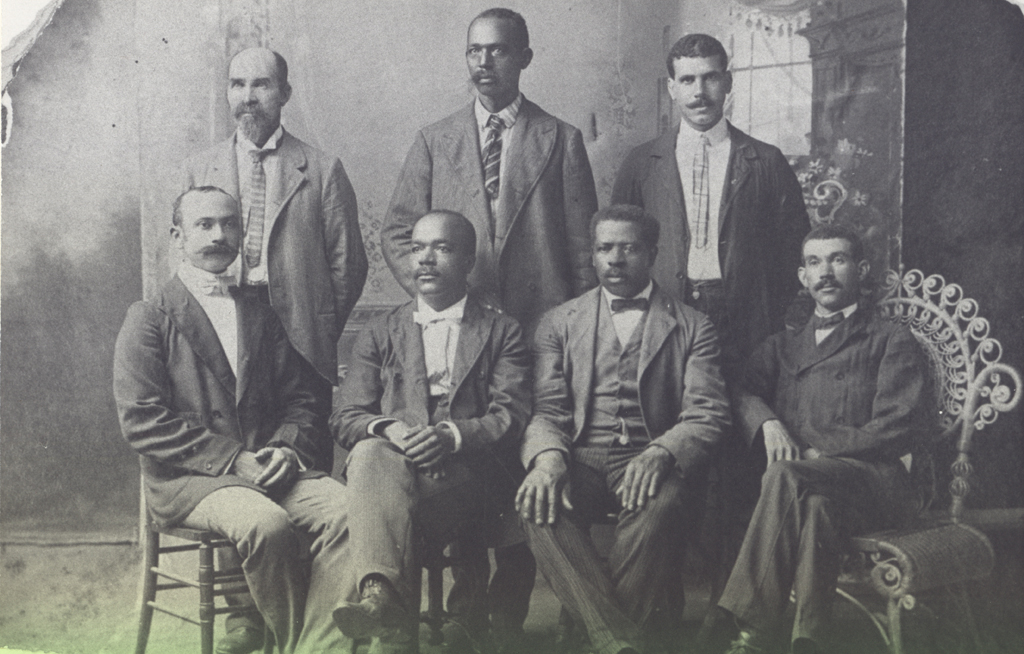 (click to view larger). "Portrait of some of the Founders of Mechanics & Farmers Bank, Durham, NC."