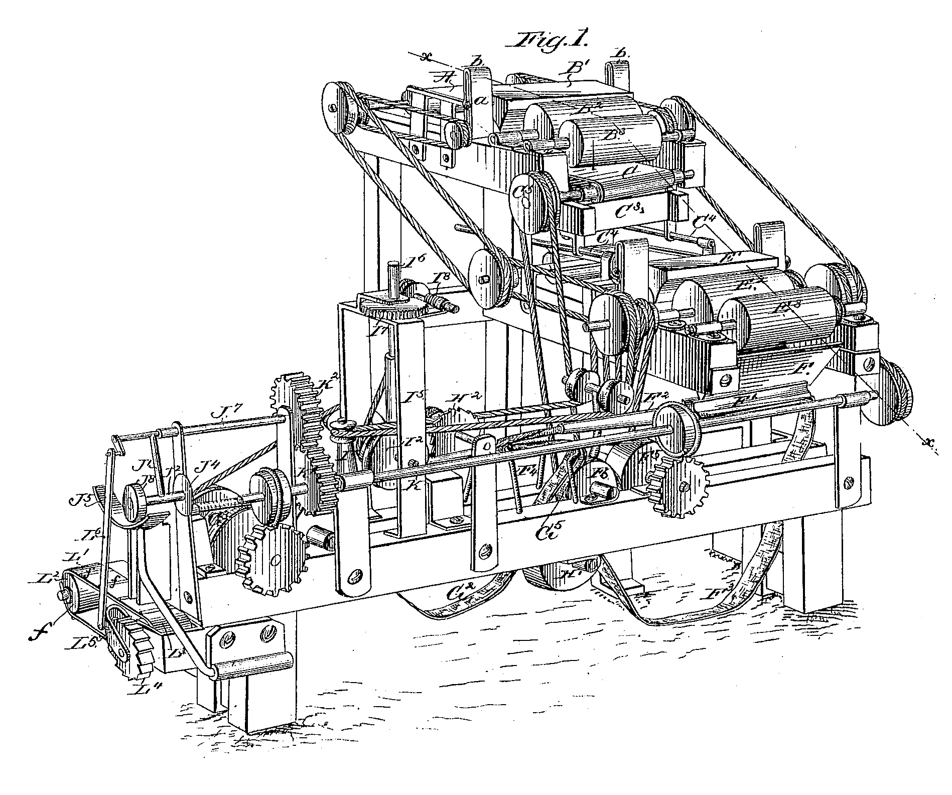 Drawing of the Bonsack Machine from patent application.