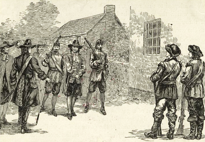 Illustration of Miller imprisoned after Culpeper's Rebellion from an 1890 history book. Image from the New York Public Library. Illustration of Miller imprisoned after Culpeper's Rebellion from an 1890 history book. Image from the New York Public Library.