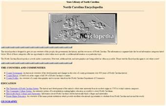 Screenshot of former NC Encyclopedia site