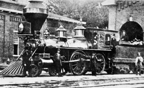 Company Shops, Burlington, Alamance Co., c.1880 NCRR locomotive built by Pittsburgh Locomotive Works (from Crossties Through Carolina, p.72). Image courtesy of the State Archives of North Carolina, call #: N_74_10_3067.