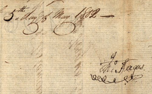 Singature of Dr. John Fergus from his Last Will, dated May 5, 1802, shortly before his death the same month.  Image courtesy of the North Carolina State Archives.  