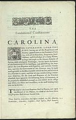 The Fundamental Constitutions of Carolina, by John Locke, 1669. Image from Wikimedia Commons.