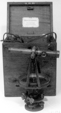 A theolodite, or transit, a common surveyors' tool; circa 1850-1890. Image from the North Carolina Museum of History.  
