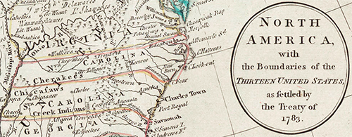 Map from the 1780s showing Tennessee as still part of North Carolina. Image from the North Carolina Maps project.