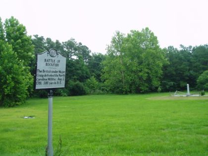 "BATTLE OF ROCKFISH, The British under Major Craig defeated the North Carolina Militia, Aug. 2, 1781, 300 yards S.E."
