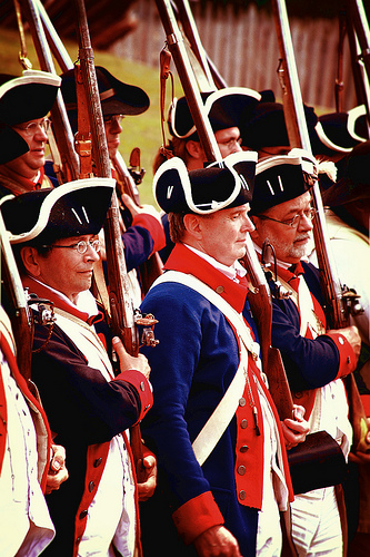  A few of the colonial loyalists stand ready for inspection."