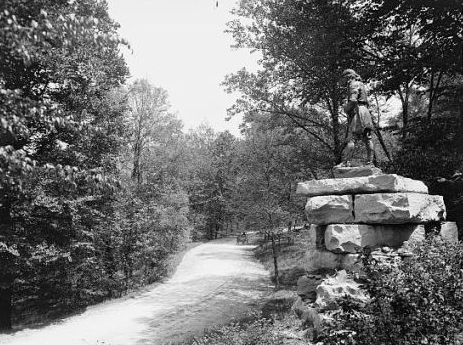 Daniel Boone blazed trails for the Transylvania Company to open areas of settlement in the west. "Daniel Boone monument, Cherokee Park, Louisville, Ky." Image courtesy of Library of Congress, call #: LC-D4-70036.   