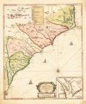 A map of North Carolina as it appeared to European colonizers at the time of Gibbs' leadership.