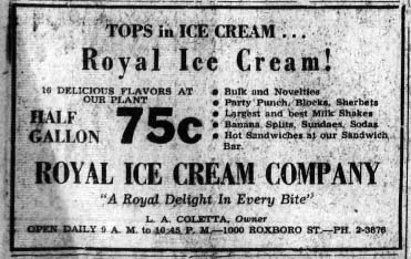 Royal Ice Cream advertisement, from the Carolina Times, August 16, 1958. Presented online at DigitalNC. Used in NCpedia for educational purposes. 
