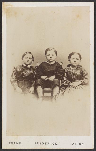 "The Children of the battlefield," photograph 1865, by Wenderoth, Taylor & Brown, Philadelphia.  The verso of the card states "This is a copy of the Ferrotype found in the hands of Sergeant Humiston of the 154th N.Y Volunteers as he lay dead on the Battle Field of Gettysburg."  Copies of the image were sold were sold as fundraising to found an orphanage in Pennslvania.  From the Liljenquist Family Collection, Library of Congress. 