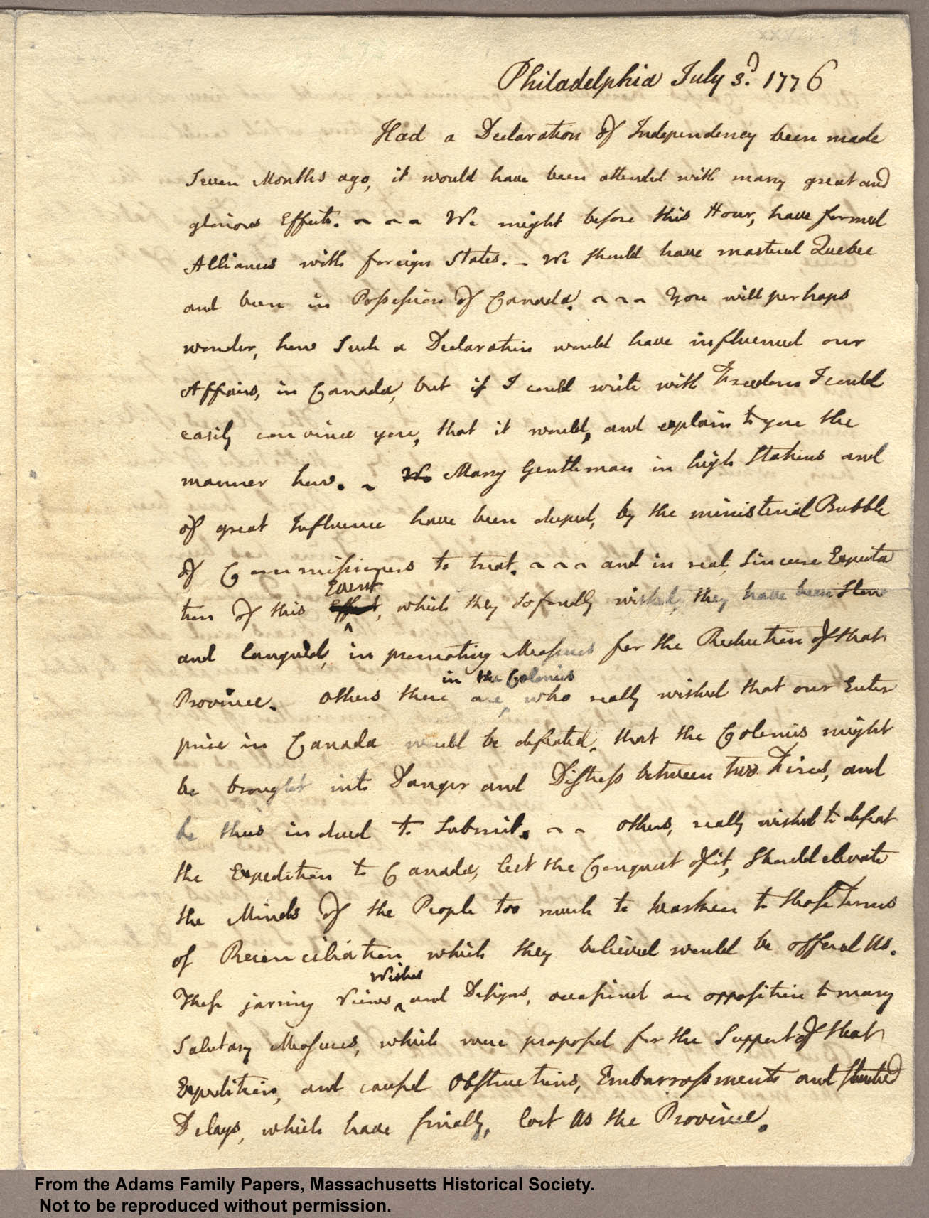Photo of a Letter from John Adams