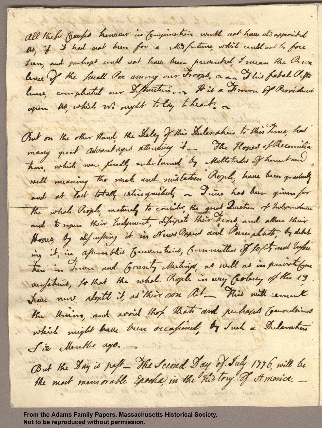 Photo of the second page of a Letter from John Adams