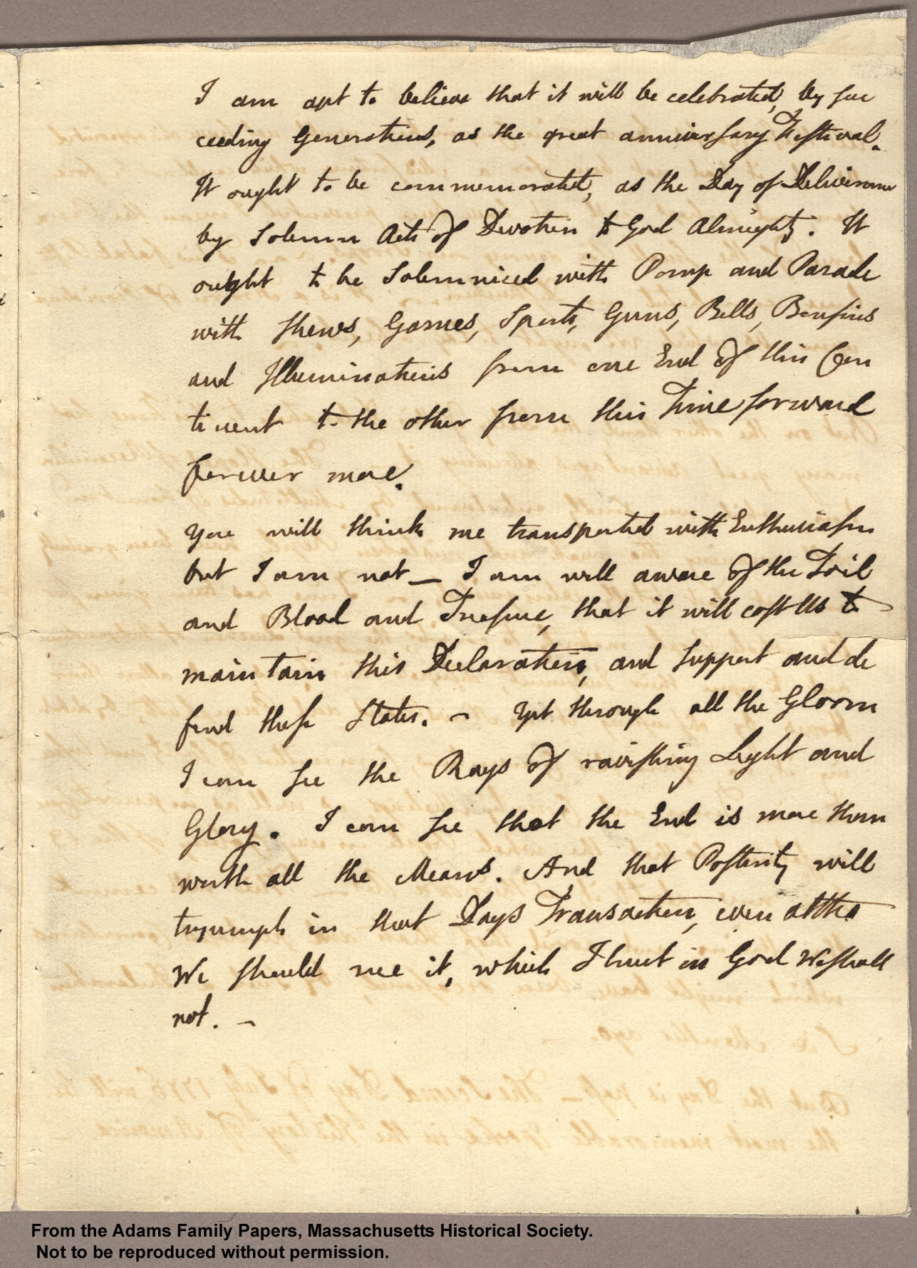 Photo of the third page of a Letter from John Adams