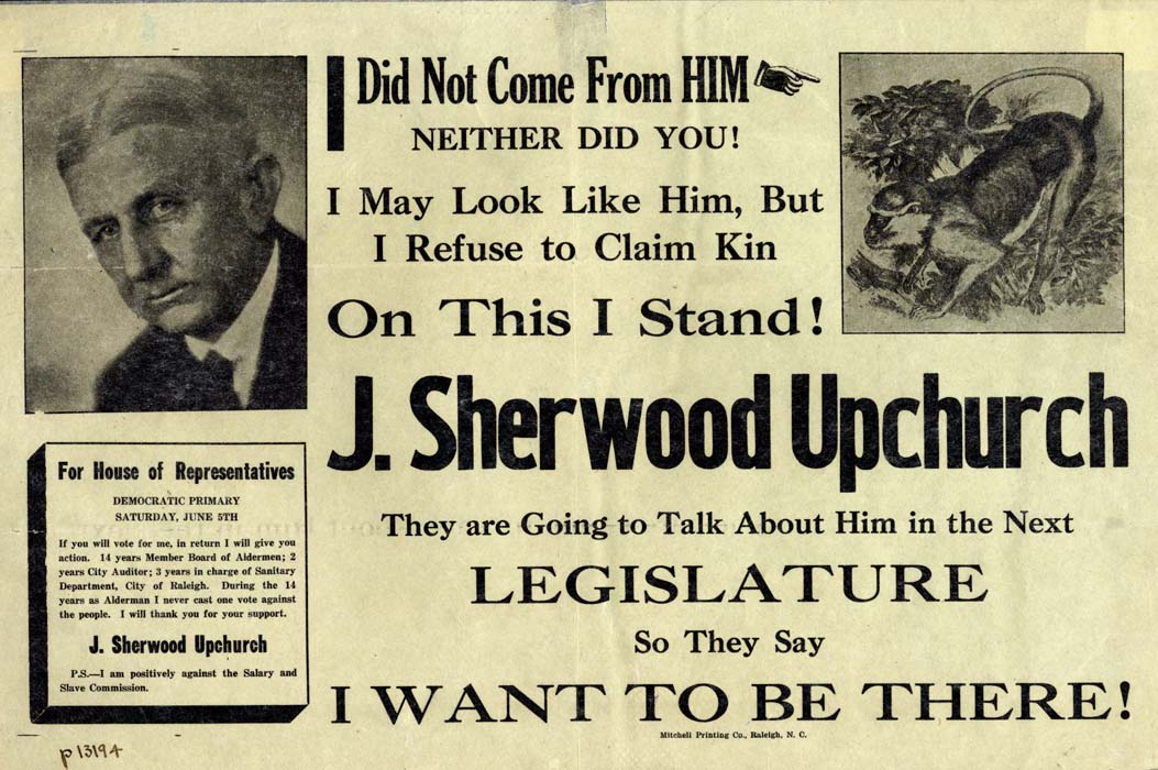 Image of a campaign poster against evolution from 1926