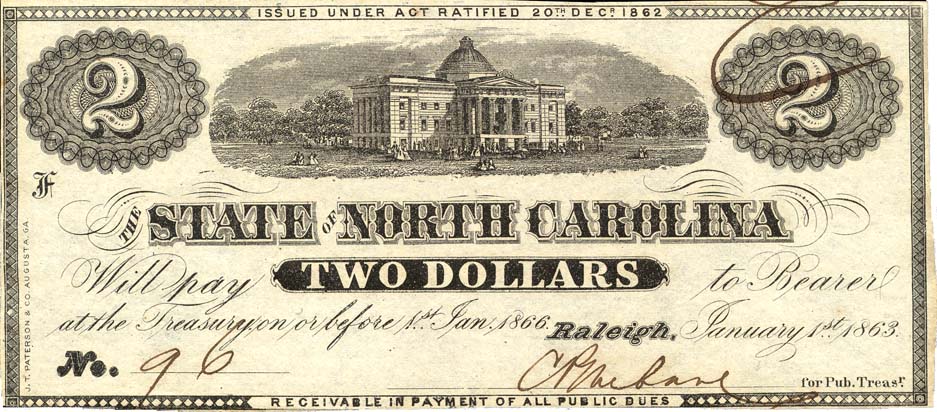 Image of a two-dollar note, 1863