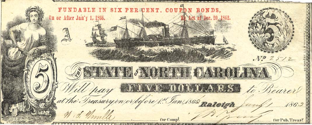Image of a five-dollar note, 1863