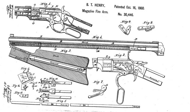 Image of patent drawing for the Henry rifle.