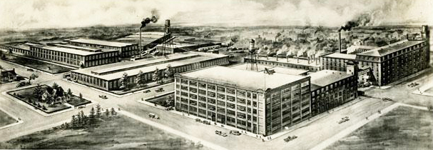 Illustration of the P.H. Hanes Knitting Company in Winston-Salem, circa 1920-1930. Image from the North Carolina Museum of History.
