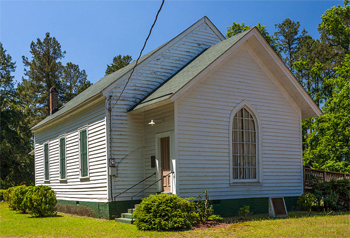 Photograph of historic Whitaker's Chapel in Enfield, NC, by C.E. Couchman, published on Wikimedia Commons, CC-BY-SA 3.0 license.  James Hunter attended the historic 1828 organizational meeting of the North Carolina Methodist Protestant Church at Whitaker's. 