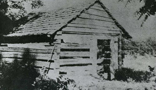 Photo of the (reputed) house of Nancy Hanks Licoln, mother of Abraham Lincoln.  Near Belmont, NC. Image courtesy of the NC Museum of History. 