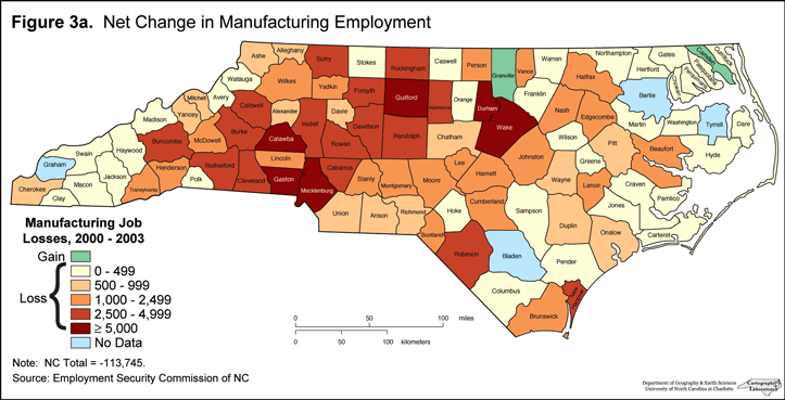 Figure 3a: Net Change in Manufacturing Employment