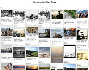 Images of North Carolina's state parks, N.C. Government & Heritage Library State Parks Pinterest board.
