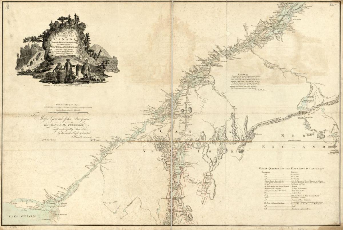 This map published in 1777 shows the Canadian-United States border. 