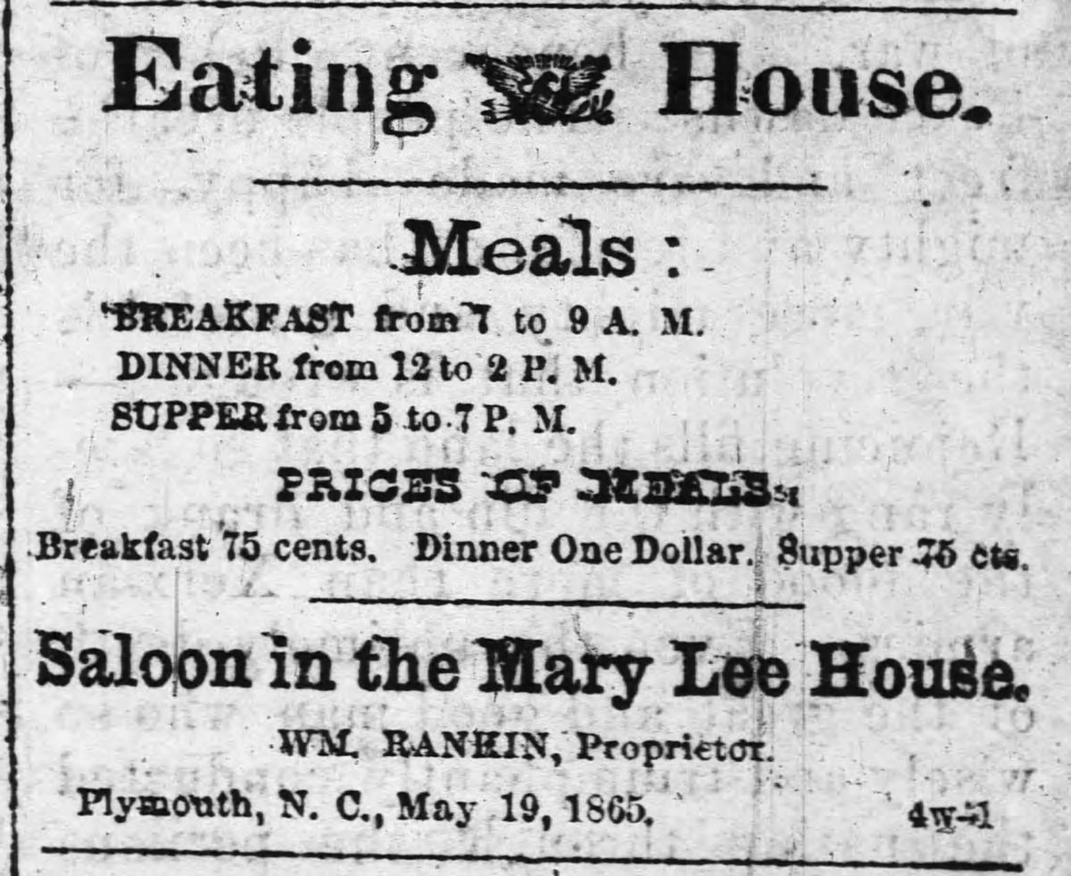 "Eating House," clipping from The Old Flag newspaper.