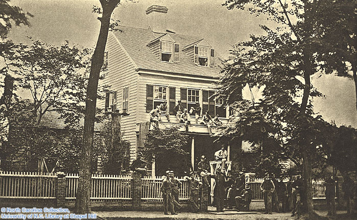 Union soldiers outside a house in New Bern, North Carolina during the Union occupation. 