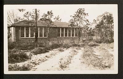 This is a photograph of a Rosenwald Fund Schoolhouse in Scotland County, N.C. The picture was taken around 1929. From the collection of the State Archives of N.CT