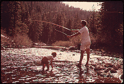 Man casting while fly fishing