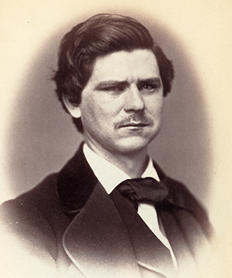 Black and white photograph of Zebulon Baird Vance, a white man with medium length dark hair.