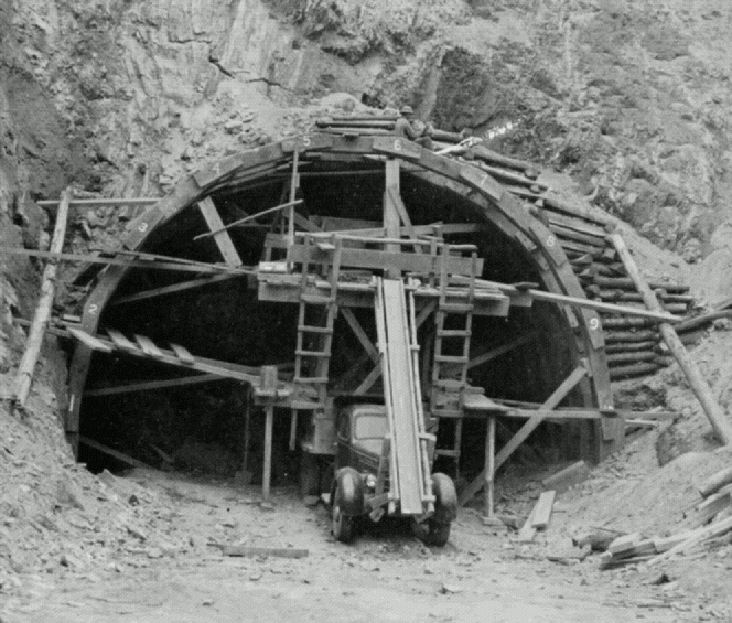 A tunnel under construction.