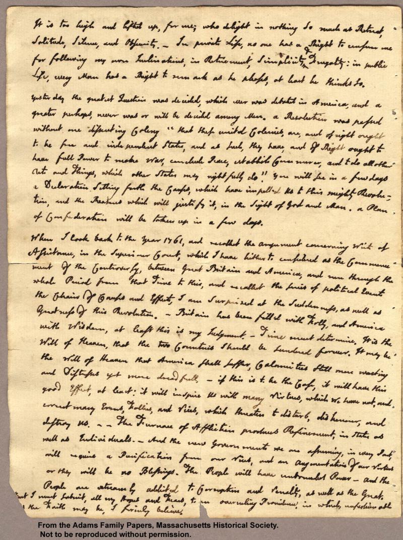 <img typeof="foaf:Image" src="http://statelibrarync.org/learnnc/sites/default/files/images/adams_your_favor_p2.jpg" width="1320" height="1767" alt="Letter from John Adams to Abigail Adams, 3 July 1776 " title="Letter from John Adams to Abigail Adams, 3 July 1776" />