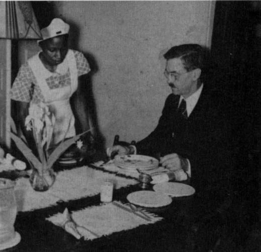 Professor Wallace Caldwell (1890–1961) with unnamed domestic Professor Wallace Caldwell (1890–1961) with unnamed domestic