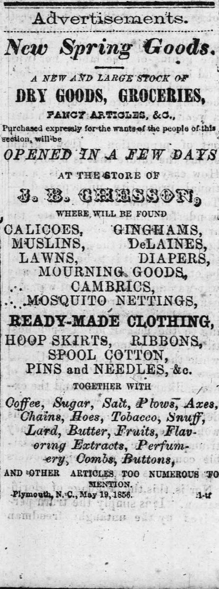 New Spring Goods, The Old Flag Advertisement for new spring goods, from The Old Flag