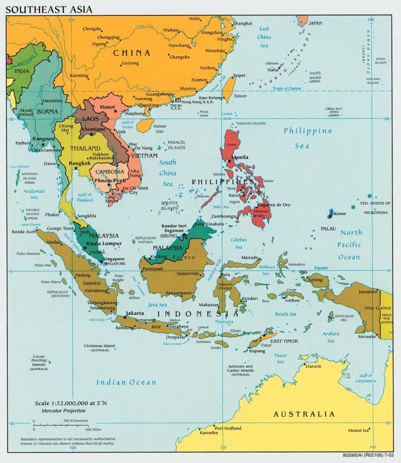 asia political map without name