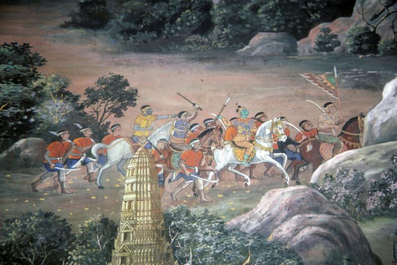 <img typeof="foaf:Image" src="http://statelibrarync.org/learnnc/sites/default/files/images/thai_rama_123.jpg" width="1024" height="683" alt="Rama's army marches to demon island of Lanka " title="Rama's army marches to demon island of Lanka " />