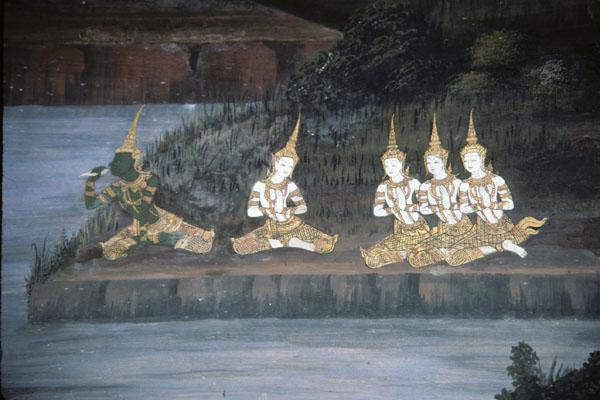 <img typeof="foaf:Image" src="http://statelibrarync.org/learnnc/sites/default/files/images/thai_rama_198.jpg" width="600" height="400" alt="Rama sits on a riverbank with four women, trying to forget Sita" title="Rama sits on a riverbank with four women, trying to forget Sita" />