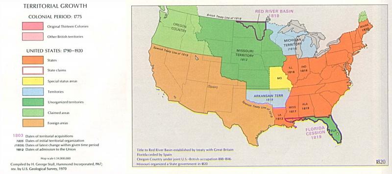 Map Of Us In 1820 U.S. territorial growth, 1820 | NCpedia