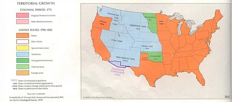 Map Of The Us In 1860 U.S. territorial growth, 1860 | NCpedia