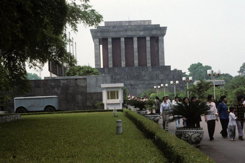 <img typeof="foaf:Image" src="http://statelibrarync.org/learnnc/sites/default/files/images/vietnam_056.jpg" width="1024" height="683" alt="Visitors stroll along a walkway outside Ho Chi Minh's mausoleum in Hanoi" title="Visitors stroll along a walkway outside Ho Chi Minh's mausoleum in Hanoi" />