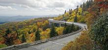 Viaduct spanning a mountainside.